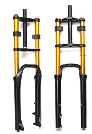 KLYso 26x4.0inch MTB Aria Forcella 1 1/8'' Tubo Dritto QR Disco Freno Mountain Bike Sospensione Anteriore Forcella Per Snow Bike Fat Bike Forcella Doppia Spalla Rebound Adjuste