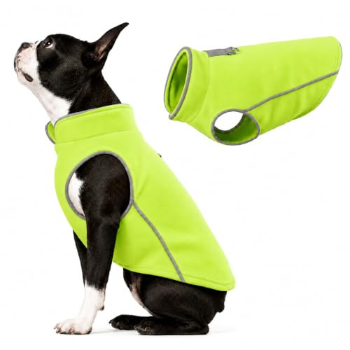 JACKO & CO - Fleece Vest Dog Sweater with Leash Ring - Soft, Warm & Lightweight Pullover Coat for Small & Medium Dogs, Puppies & Cats - Cozy Fall/Winter/Spring Pet Jacket (Neon Grn XXL 10.8-15.9 kg)