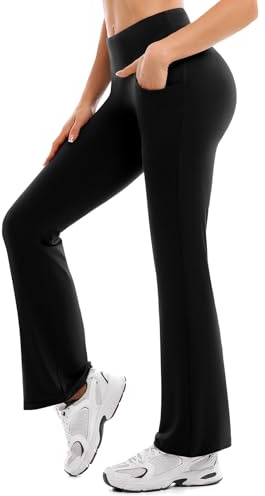 Ipletix Flare Leggings for Women-Bootcut Yoga Pants for Women High Waisted Flared Leggings Dress Pants Black