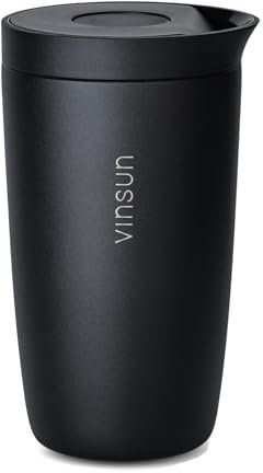 Vinsun Thermobecher Kaffee to go 350ml - auslaufsicher, Edelstahl - Heiß & Kaltgetränke - doppelwandig isolierte Kaffeetasse mit Quick Press Verschluss für Auto, Uni