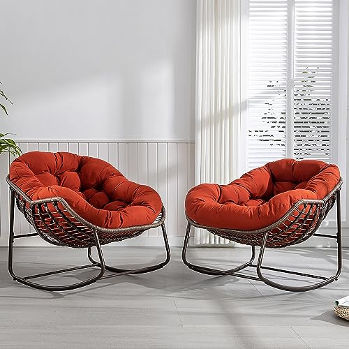 Villeston schaukelstuhl, Outdoor Patio Schaukelstühle | schaukelsessel für Innen mit Gepolstertem Kissen - Ei-Schaukelstuhl für Wohnzimmer, Veranda,