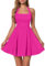 YBWZH Robe trapèze pour femme - Robe unie dos nu - Sans manches - Jupe courte - Col carré - Épaules dénudées - Coupe ajustée - Pour les sorties quotidiennes, rose vif, L