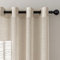 MYSKY HOME Vorhang Kurz Beige Gardinen mit Ösen Voile Vorhänge Kinderzimmer Gardine Wohnzimmer 2er Set Modern Streifen Ösenschal Transparent Dekoschal für Schlafzimmer H 160 x B 140, Beige.