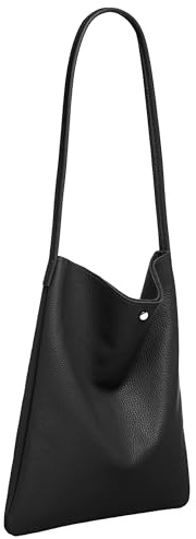 Caspar Klassisch Elegante Schultertasche aus Leder Mittelgroße Damen Shopper Handtasche - CLASSIC LINE - Modell No.822 - Made in Italy, Farbe:schwarz