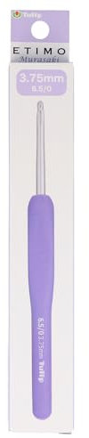 Tulip Etimo Murasaki Häkelnadel - Ergonomische Häkelnadel aus Aluminium mit Soft-Griff, Leicht und Mit Glatter Spitze für Alle Garnarten, Violetter Griff, 3.75mm - 1 Stück