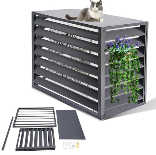 MMleYN Copricondizionatore Per Esterno Alluminio Copri Condizionatore Da Esterno Balcone Porta Piante Rack Copertura Climatizzatore Esterno Copri Motore Condizionatore Proteggere Dal Sole E Dalla Piog