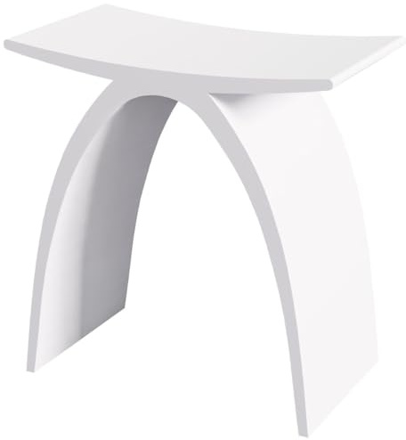 Fino Stone Matt White Solid Stone Bathroom Seat/Bathroom Stool - Designer Bath Stool Bath Seat Shower Stool