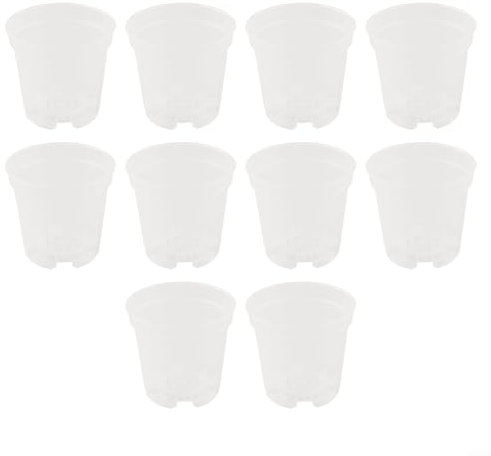Bulevisiter Macetas de plástico transparente con agujeros de drenaje, juego de contenedores apilables transparentes para vivero, para orquídeas, suculentas, hierbas, paquete de 10 unidades de varios