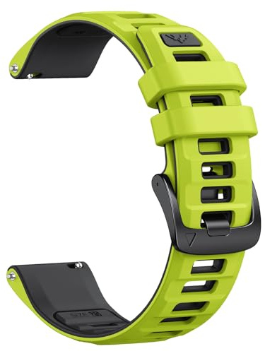 NotoCity for Garmin Vivoactive 5/3 Strap, 20mm for Garmin Forerunner 245/55/165/645, Venu SQ/2 Plus Strap, Replacement Silicone Watch Strap for Vivomove 3/HR/Luxe/Style(Green/Black)