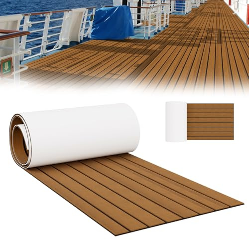 AufuN Eva Schaum Boot Bodenbelag mit 3M Selbstklebende Unterstützung DIY Boote Blatt Faux Teak Material für Schiffe, rutschfeste Marineteppich Bootsmatte für Kajak Yacht SwimPool RV