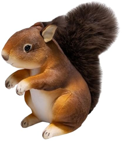 Xiyocadt Eichhörnchen Kuscheltier, Realistisches Eichhörnchen Plüschtier, weiches Eichhörnchen Stofftier Dekokissen, Squirrel Hand Puppet, Spielzeug gefülltes Geschenk für Mädchen Jungen (21cm)