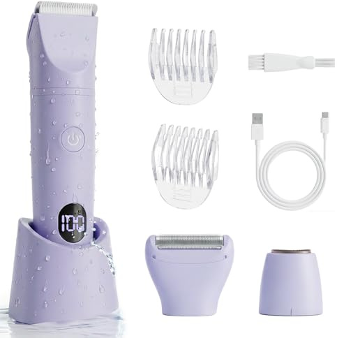 Carehabi Rasoio Elettrico Donna 3 in 1 Impermeabile IPX6 Epilatore Elettrico Donna Depilatore Donna Display LCD Uso a secco/bagnato per Bikini Viso e Corpo