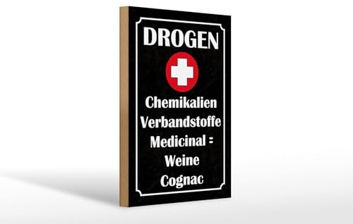 Femer Holzschild Reklame 20x30 cm Drogen und Verbandstoffe Weine Cognac Deko Schild
