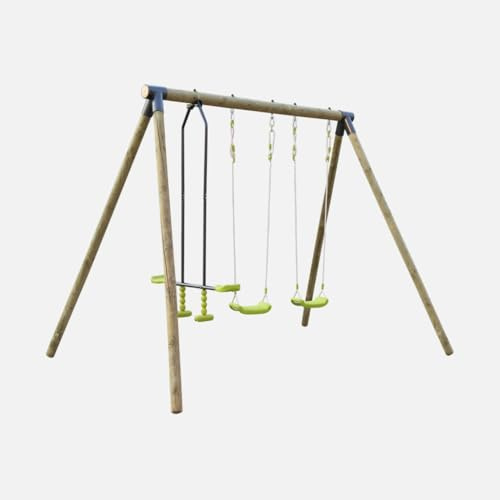 sweeek - Aire de Jeux Naroit en Bois de pin avec 1 Face à Face et 2 balançoires