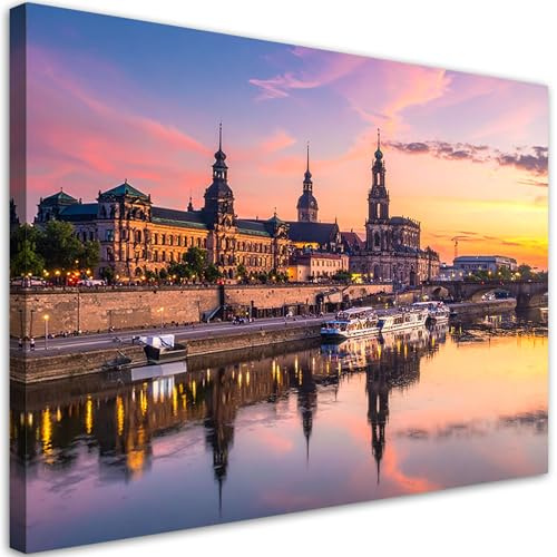 Feeby Bilder - Foto Geschenk - Deutschland Stadt Dresden - 90x60 1tlg - Leinwandbilder Wohnzimmer - Wandbild über dem Bett - Bild Schlafzimmer - Aesthetic Zimmer Deko - Modern Pictures