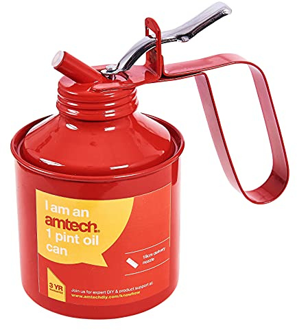 Amtech 1 Pint Oil Can with Flexible 180 mm Spout & Trigger Action, Durable Construction for Precise Lubrication in Automotive & Machinery Maintenance