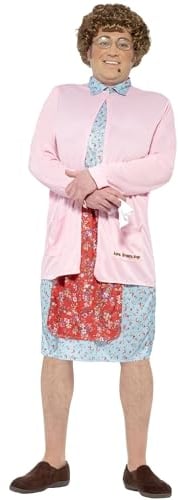 Smiffys Mrs Brown Padded Costume, Pink Dress, Cardigan, Wig, Glasses, Handkerchief & Mole, Officially Licensed Mrs Brown's Boys Fancy Dress, Adult Dress Up Costumes