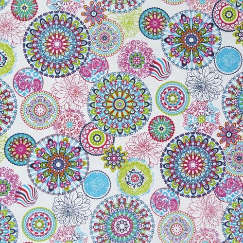 Dekostoff Blumen Mandala Muster bunt Gardinenstoff 2,80m breit