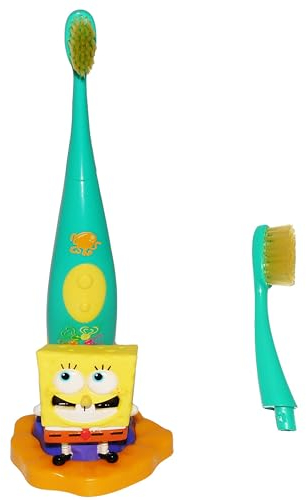 alles-meine.de GmbH 3 TLG. Set: elektronische SCHALL Zahnbürste - Spongebob Schwammkopf - Schallzahnbürste - incl. Zahnbürstenhalter & extra Bürstenkopf/Aufsatz - Kinder & ..