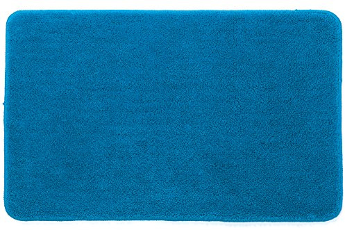 Spirella Badteppich Badematte Duschvorleger Hochflor | flauschig | rutschhemmend | geeignet für Fußbodenheizung | 50x80 cm | Blau, Polyester, Blue, 50x80x1.2 cm