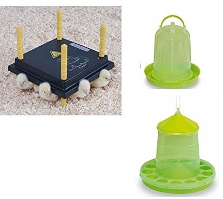 BTV Kükenwärmeplatte 30 x 30 cm Set 2 mit Futterslio und Tränke grün