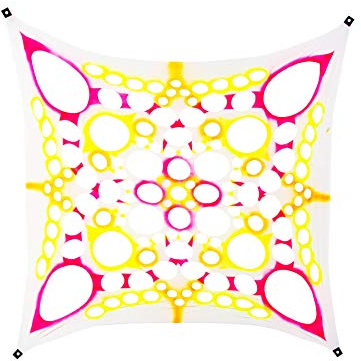 PSYWORK Schwarzlicht Segel Spandex | Space Flower | Multicolor | 3 x 3m | UV-aktiv | Leuchtend | Wandtuch Wandbehang Stoff Neon Deko Party Tuch Tapestry Poster PSY Goa