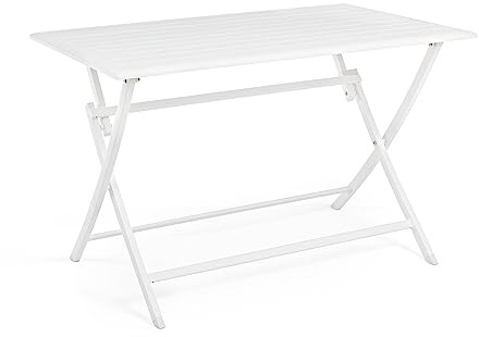 Outdoor-Tisch in Weißaluminium ELIN 110x70x h71 cm
