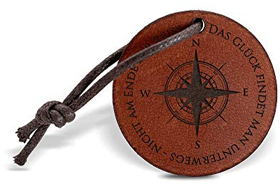 CHRISCK design Schlüsselanhänger aus echtem Leder mit Gravur Kompass schöne Geschenkidee zum Valentinstag für Paare, Freunde Beste Freundinnen ideale Geschenkidee