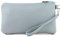 modamoda de T193 Damen Leder Clutch Handgelenktasche Kosmetiktasche Klein handmade in Italy, Farbe:Eisblau