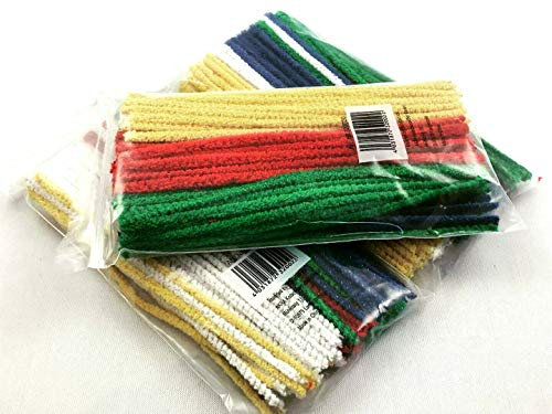 Angelo 300 x Pfeifenreiniger bunt 5 Farben (3 x Paket) - zum Basteln Plüsch, Pfeife Reinigen, Maschinenputz etc. flexibel biegbar