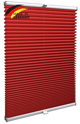 Gardinen21 Plissee nach Maß zum Kleben | Jalousien Rollo mit Klebefunktion | Sonnenschutz und Sichtschutz | Maßgefertige Fenster & Türen Rollos inRot