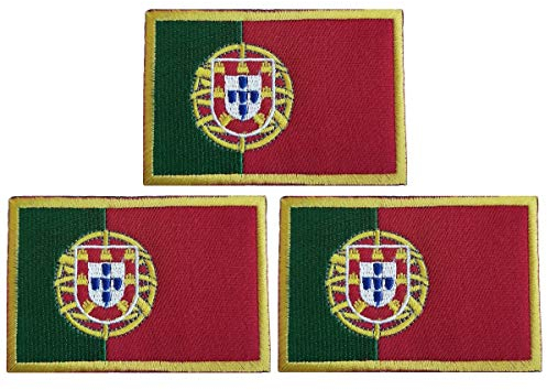 Paquete de 3 parches de bandera de Portugal, parches de bandera portuguesa, parche bordado de bandera de Portugal, para sombreros, bolsas tácticas, chaquetas, ropa parche militar del equipo