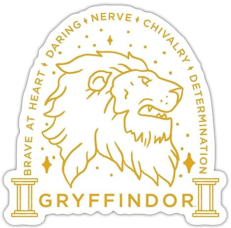 Spreadshirt Harry Potter Gryffindor Löwe Sticker Aufkleber, 10 x 10 cm, Mattweiß