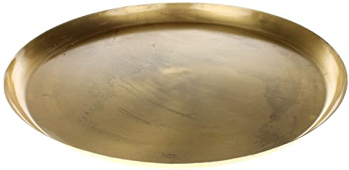 MACOSA VM060051 Tablett rund Gold 48 cm Metall Dekoschale Deko-Tablett Tisch-Dekoration Obsttablett Wohn-Accessoire Dekotablett Kerzentablett modern groß