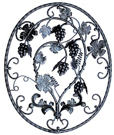 UHRIG Schmiedeeisen Ornament mit Weinreben als Füllung für Geländer, Zaun, Fenstergitter uvm. 800 x 600mm groß und 15kg schweres, massives Zier Element.
