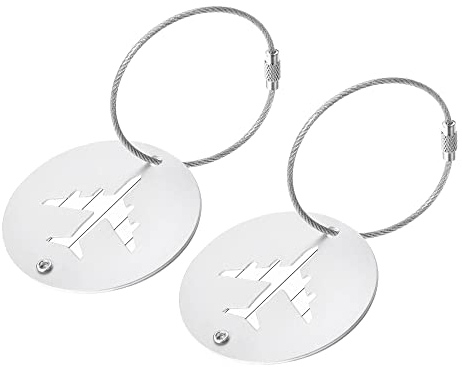 sourcing map 2 Stk. Kofferanhänger Aluminium Etiketten Identifikationskarte 6cm Durchmesser