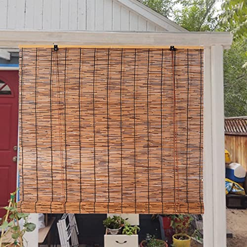 Bambusrollo Aussenbereich,Outdoor Rollo Wetterfest,Schilfvorhang aus Bambus,Lichtfilternde Rollos,Retro Natürliches Schilfrollo,Sonnenschutz Verdunkelungsrollo Sichtschutz,von Terrasse Veranda Balkon