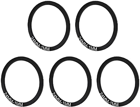 Yundxi 5 Stück Fahrrad Unterlegscheiben Set für Rennrad Tretlager, Schwungradnabenscheiben (Durchm. 24 mm Dicke 1 mm, Schwarz)