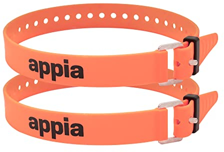 Appia Straps - Spanngurte 50cm Orange (2er Pack) inkl. Strap-Keeper für Fahrrad, Ski, Bikepacking, Camping, Heimwerken aus TPU mit rostfreier Aluminium-Schnalle