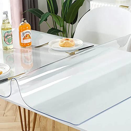 Plastik Tischdecke Durchsichtig 95x110cm, Fettdicht Wasserdicht, Plastik Tischdecken Breite Und Länge Wählbar, Folie Für Tisch für Couchtisch, Esstisch, Fußboden, Stuhlpolster, 2mm Filet