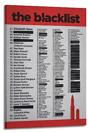 ELedvb The Blacklist Art Poster ListeLeinwand Poster Dekorative Gemälde Leinwand Wandposter und Kunstbild Druck Moderne Familie Schlafzimmer Dekor Poster 60 x 90 cm