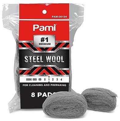 PAMI Steel Wool Scrubbers (Pack of 8) - Medium Steel Wool Cleaning Pads for Kitchen & Bathroom