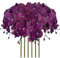 FagusHome Lot de 6 fleurs de phalaenopsis artificielles à tige pour décoration d'intérieur (piebald violet) - 81,3 cm