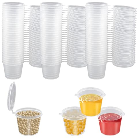 Petite Boite Plastique Stockage en plastique étanche 100 Pièces Barquette Plastique avec Couvercle Boîte à sauce transparente pour Conserver des Collations, des Ingrédients