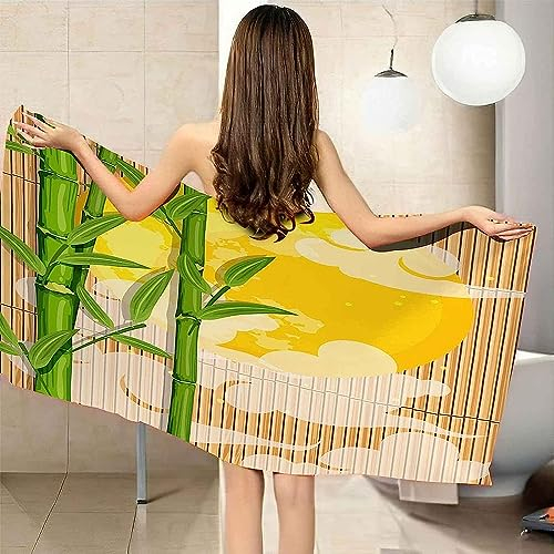 3D Printed Beach Towel Soft Quick Dry Swimming Beach Pool Gym Blanket Beach Sports Bath Towels Plant Green Bamboo For Camping,Hiking,Travel,Swimming 70 X 150 Cm