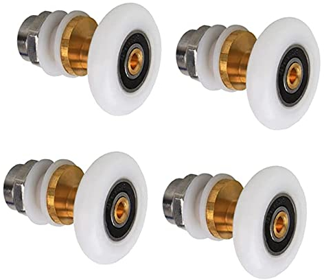 Bebochoi 4 Pièces Roulette Porte Douche, Galets de Roulettes Douche Porte Coulissante 25mm de Roulement de Rechang, Pour Remplacement de Douche Coulissante Verre Porte Coureurs Rouleaux