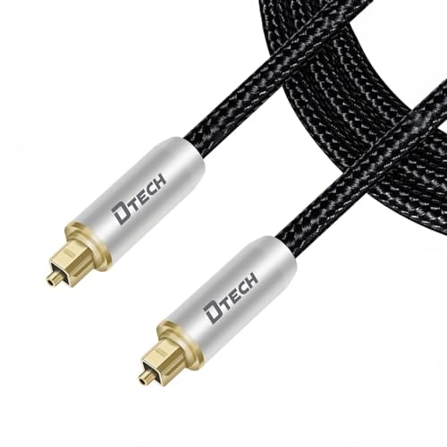 DTECH 5ft Digital Optical Audio Cable Toslink for TV Soundbar Receiver Home Theater SPDIF 5.1 7.1 Surround Sound System Stereo Speaker DVD CD Xbox/PS4, Copper Shell, Braided Jacket, 5 Feet, Black
