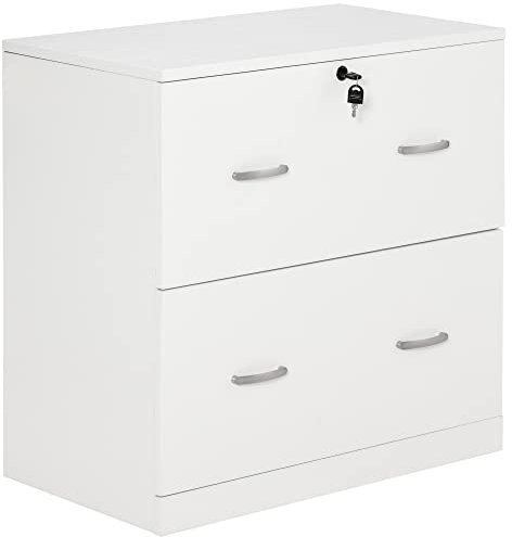 Vinsetto Cajonera de Oficina con 2 Cajones para Carpetas Colgantes con Cerradura y 2 Llaves 74x42x72 cm Blanco