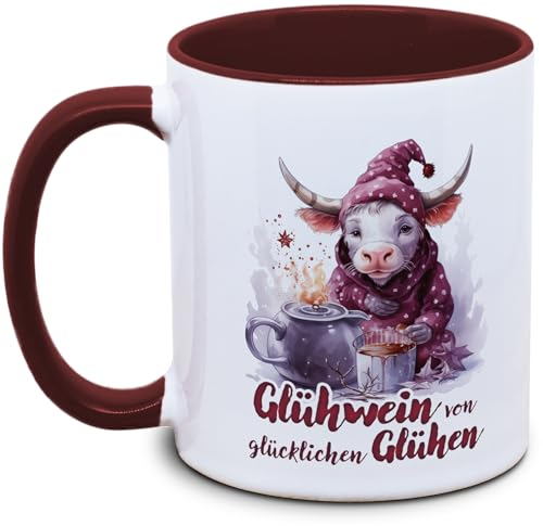 Glühwein-Tasse „Glühwein von glücklichen Glühen“ – Lustig, Winter, Weihnachtsmarkt, Geschenk
