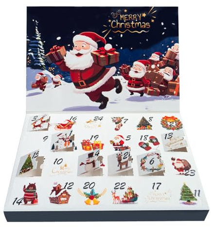 Qianderer Adventskalender 2023, Cartoon Miniatur Figur Blind Box 24 Tage Countdown bis Weihnachten Adventskalender Party Geschenk (Rot, S)